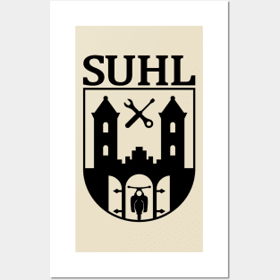 Suhl Coat of Arms with Simson Star / Sparrowhawk / Hawk (black) Posters and Art